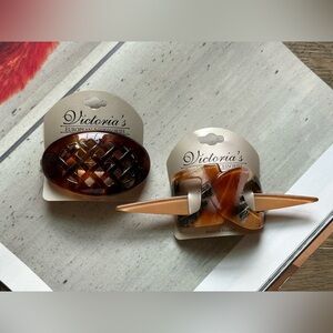 New Set Of 2 Vintage Tortoise Hair Barrette & Hair Pin Made In France